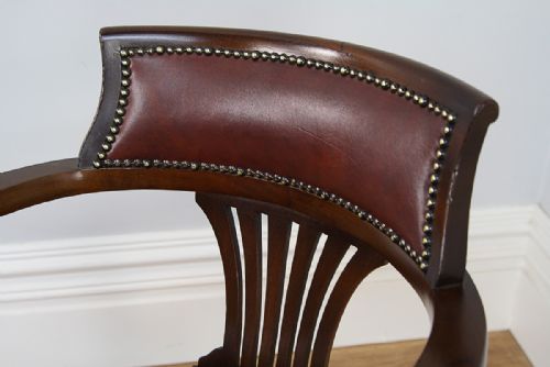 fig 3. Antique Edwardian Mahogany Revolving Office Armchair (Circa 1910)