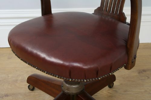 fig 7. Antique Edwardian Mahogany Revolving Office Armchair (Circa 1910)