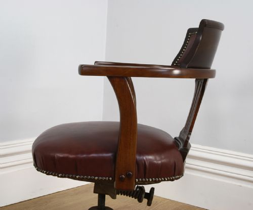 fig 8. Antique Edwardian Mahogany Revolving Office Armchair (Circa 1910)