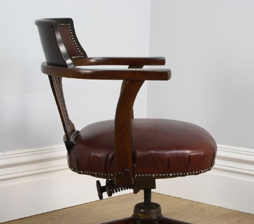 fig 9. Antique Edwardian Mahogany Revolving Office Armchair (Circa 1910)