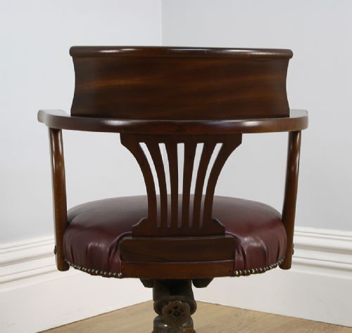 fig 10. Antique Edwardian Mahogany Revolving Office Armchair (Circa 1910)