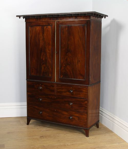 fig 1. Flame Mahogany William IV Linen Press Hanging Cupboard (Circa 1835)