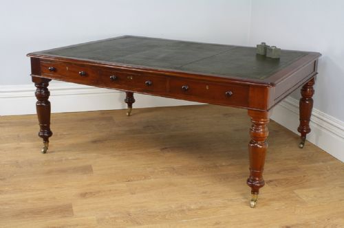 Victorian 6ft Mahogany & Leather Partners Library Table (Circa 1860)