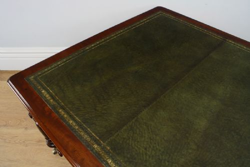 fig 3. Victorian 6ft Mahogany & Leather Partners Library Table (Circa 1860)