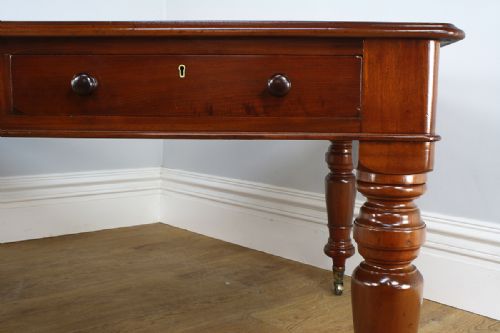 fig 6. Victorian 6ft Mahogany & Leather Partners Library Table (Circa 1860)