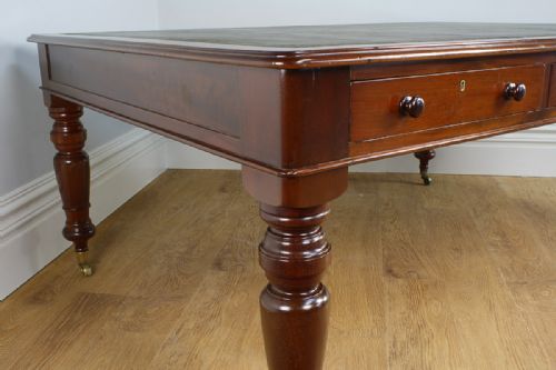 fig 9. Victorian 6ft Mahogany & Leather Partners Library Table (Circa 1860)