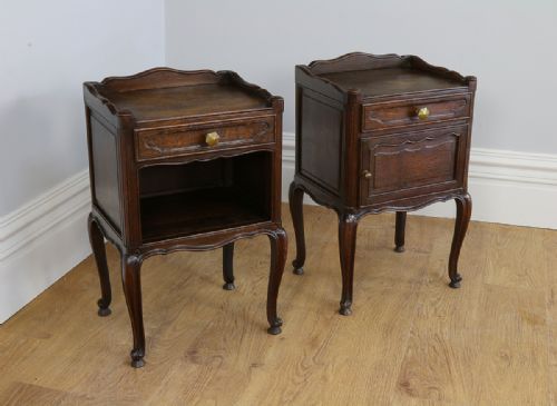 Pair of Antique French Louis Xv1 Revival Oak Bedside Cabinets (Circa 1920)