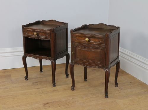 fig 2. Pair of Antique French Louis XV1 Revival Oak Bedside Cabinets (Circa 1920)
