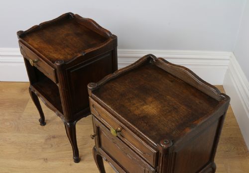 fig 3. Pair of Antique French Louis XV1 Revival Oak Bedside Cabinets (Circa 1920)