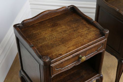 fig 4. Pair of Antique French Louis XV1 Revival Oak Bedside Cabinets (Circa 1920)