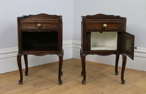 fig 7. Pair of Antique French Louis XV1 Revival Oak Bedside Cabinets (Circa 1920)