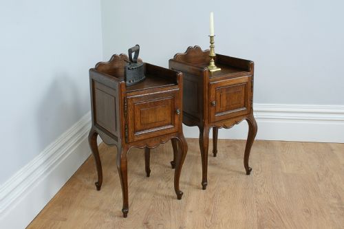 Pair of French Louis Xv1 Revival Oak Bedside Cabinets (Circa 1920)