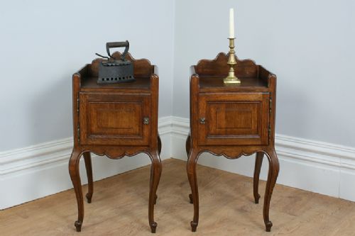 fig 1. Pair of French Louis XV1 Revival Oak Bedside Cabinets (Circa 1920)