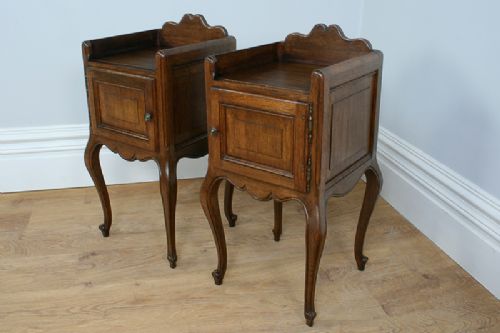 fig 2. Pair of French Louis XV1 Revival Oak Bedside Cabinets (Circa 1920)