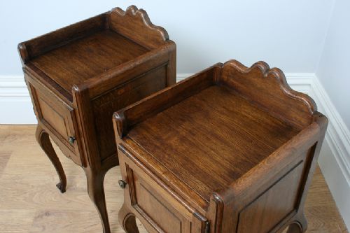 fig 3. Pair of French Louis XV1 Revival Oak Bedside Cabinets (Circa 1920)