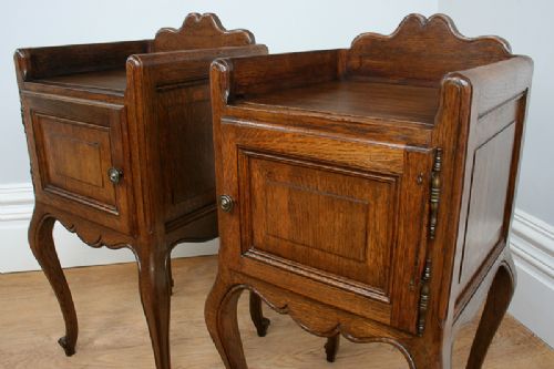 fig 5. Pair of French Louis XV1 Revival Oak Bedside Cabinets (Circa 1920)