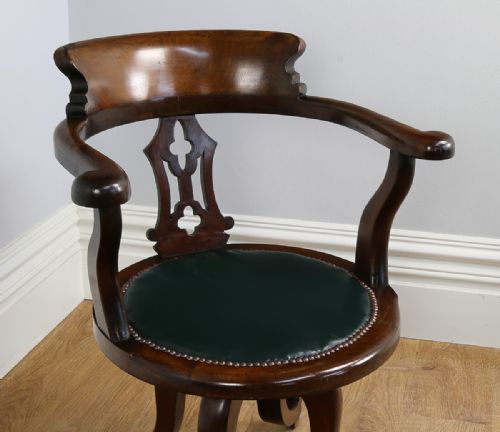 fig 1. Victorian Mahogany & Leather Revolving Office Armchair (Circa 1870)