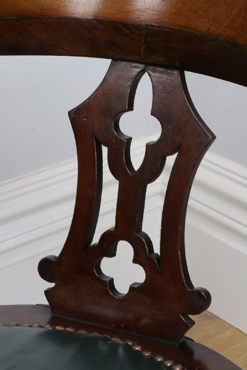 fig 4. Victorian Mahogany & Leather Revolving Office Armchair (Circa 1870)