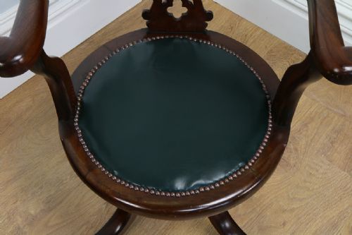 fig 5. Victorian Mahogany & Leather Revolving Office Armchair (Circa 1870)
