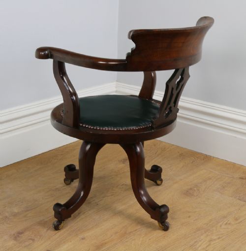 fig 7. Victorian Mahogany & Leather Revolving Office Armchair (Circa 1870)