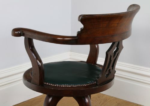 fig 8. Victorian Mahogany & Leather Revolving Office Armchair (Circa 1870)