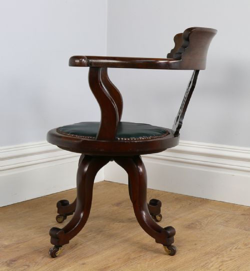 fig 9. Victorian Mahogany & Leather Revolving Office Armchair (Circa 1870)