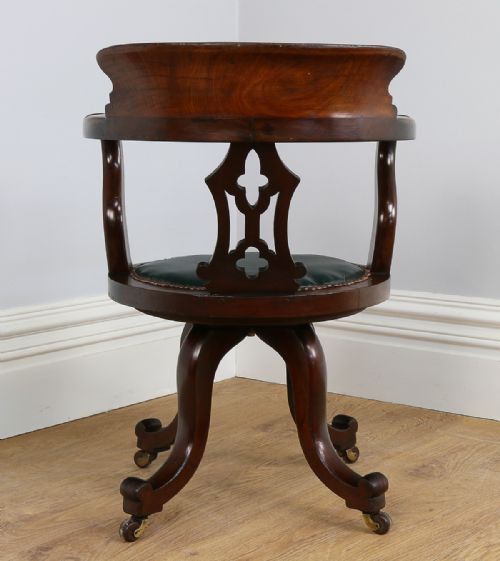 fig 10. Victorian Mahogany & Leather Revolving Office Armchair (Circa 1870)