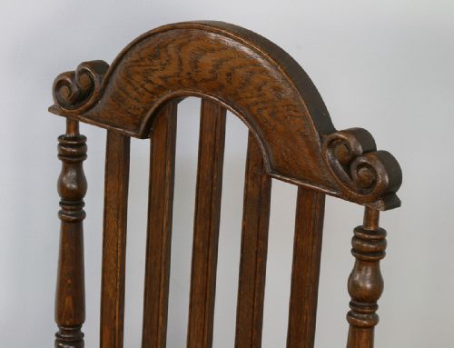 fig 3. Pair Carolean Revival English Carved Oak & Leather Armchairs (Circa 1920)