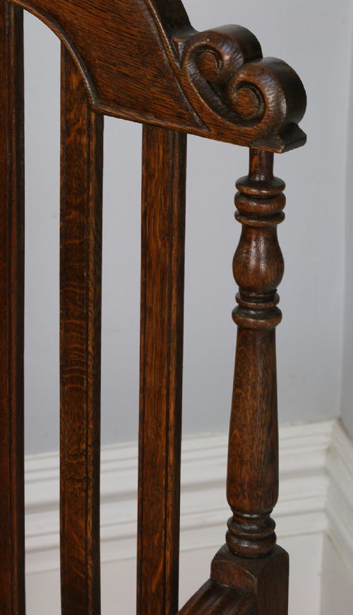 fig 7. Pair Carolean Revival English Carved Oak & Leather Armchairs (Circa 1920)