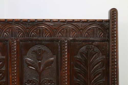 fig 9. 4ft Tudor Style Oak High-Back Carved Box Settle (Circa 1860)