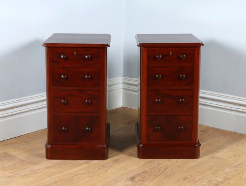 fig 1. Pair of Victorian Flame Mahogany Bedside Chests (Circa 1860)