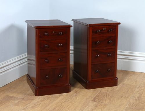 fig 2. Pair of Victorian Flame Mahogany Bedside Chests (Circa 1860)