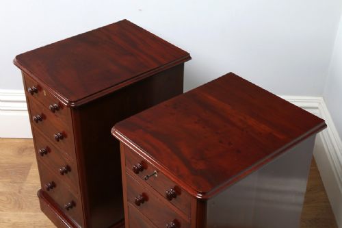 fig 3. Pair of Victorian Flame Mahogany Bedside Chests (Circa 1860)