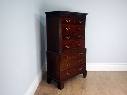 fig 1. English George III Mahogany Chippendale Influenced Chest on Chest (Circa 1780)
