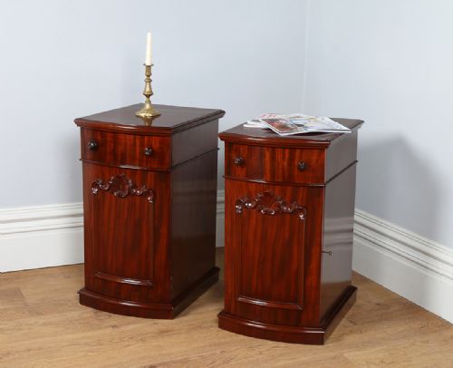 Pair of Victorian Bow Front Mahogany Bedside Cupboards (Circa 1860)