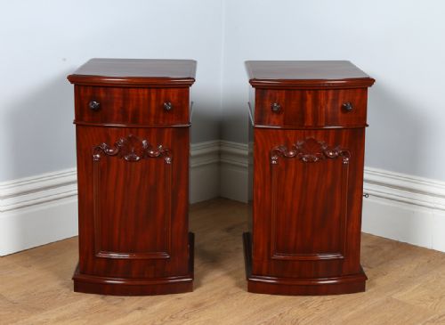 fig 1. Pair of Victorian Bow Front Mahogany Bedside Cupboards (Circa 1860)
