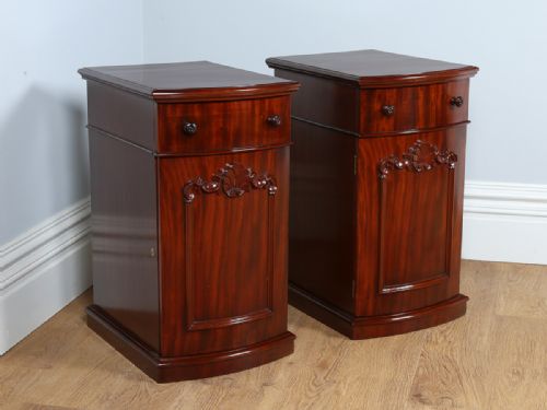 fig 2. Pair of Victorian Bow Front Mahogany Bedside Cupboards (Circa 1860)