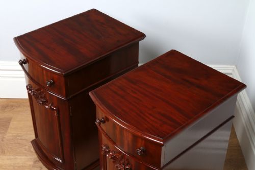 fig 3. Pair of Victorian Bow Front Mahogany Bedside Cupboards (Circa 1860)