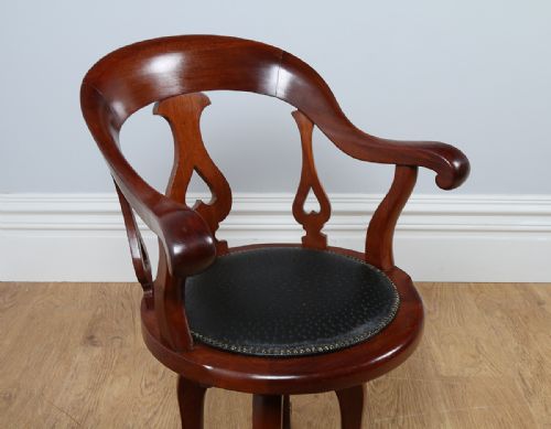 fig 2. Victorian Mahogany & Ostrich Leather Revolving Office Armchair (Circa 1870)