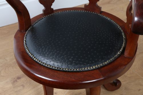 fig 6. Victorian Mahogany & Ostrich Leather Revolving Office Armchair (Circa 1870)