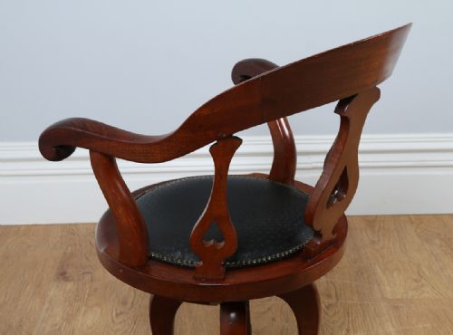 fig 8. Victorian Mahogany & Ostrich Leather Revolving Office Armchair (Circa 1870)