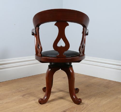 fig 10. Victorian Mahogany & Ostrich Leather Revolving Office Armchair (Circa 1870)
