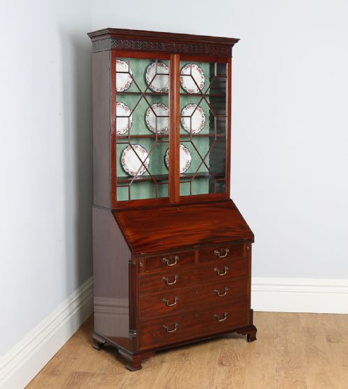 George III Chippendale Revival Mahogany Bureau Bookcase (Circa 1880)