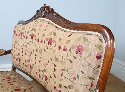 fig 3. French Louis XVI Revival Walnut & Silk Couch (Circa 1880)