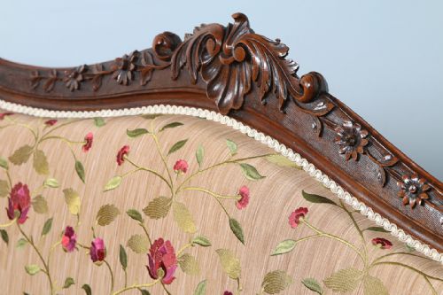 fig 4. French Louis XVI Revival Walnut & Silk Couch (Circa 1880)