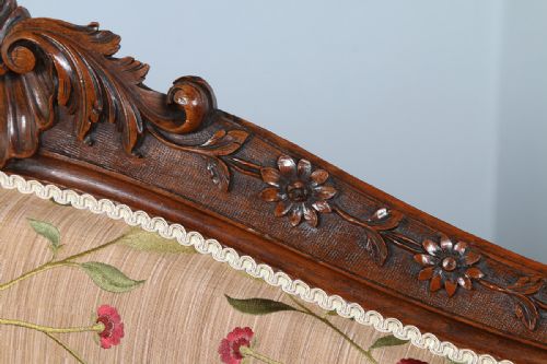 fig 5. French Louis XVI Revival Walnut & Silk Couch (Circa 1880)