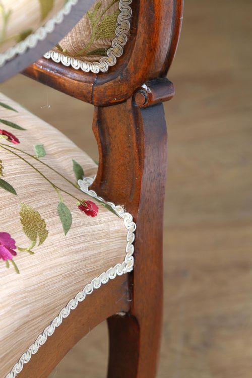 fig 7. French Louis XVI Revival Walnut & Silk Couch (Circa 1880)