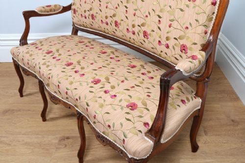 fig 8. French Louis XVI Revival Walnut & Silk Couch (Circa 1880)