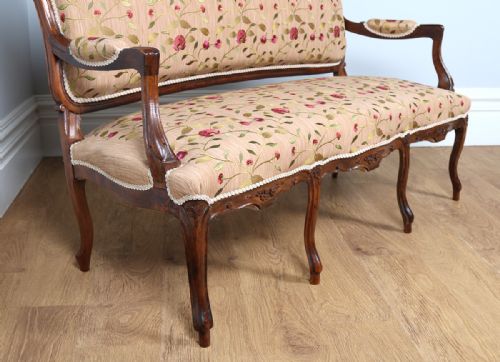 fig 9. French Louis XVI Revival Walnut & Silk Couch (Circa 1880)