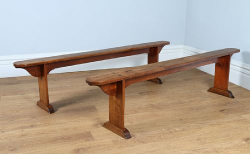 fig 1. Pair of 6ft 7” French Provincial Cherry Wood Benches (Circa 1840)